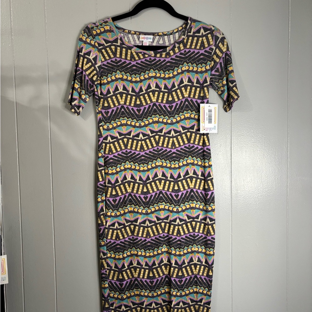 LuLaRoe | Colorful Geometric Pattern Dress‎ | XXS